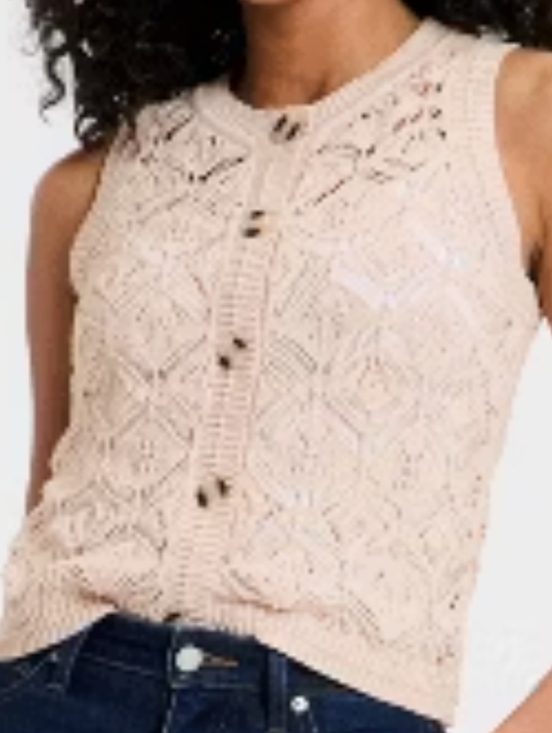 Universal Thread Tops - Universal Thread Cream Crochet Button-Front Knit Vest